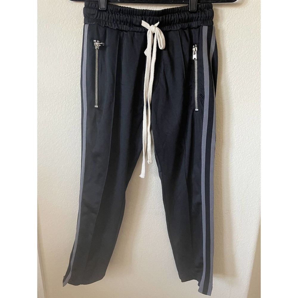 mnml Black Gray Striped Zippered Pockets Elastic Waist Womens Track Pants Size S
